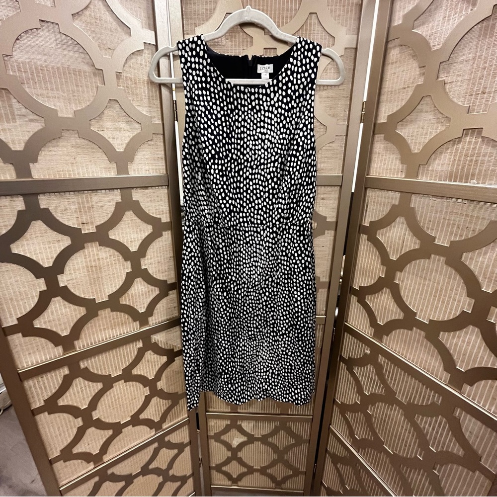 J. Crew Monochrome Dot Midi Dress